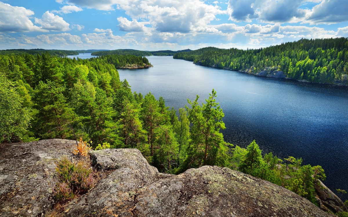 Landschaft von Saimaa See von oben,Finnland