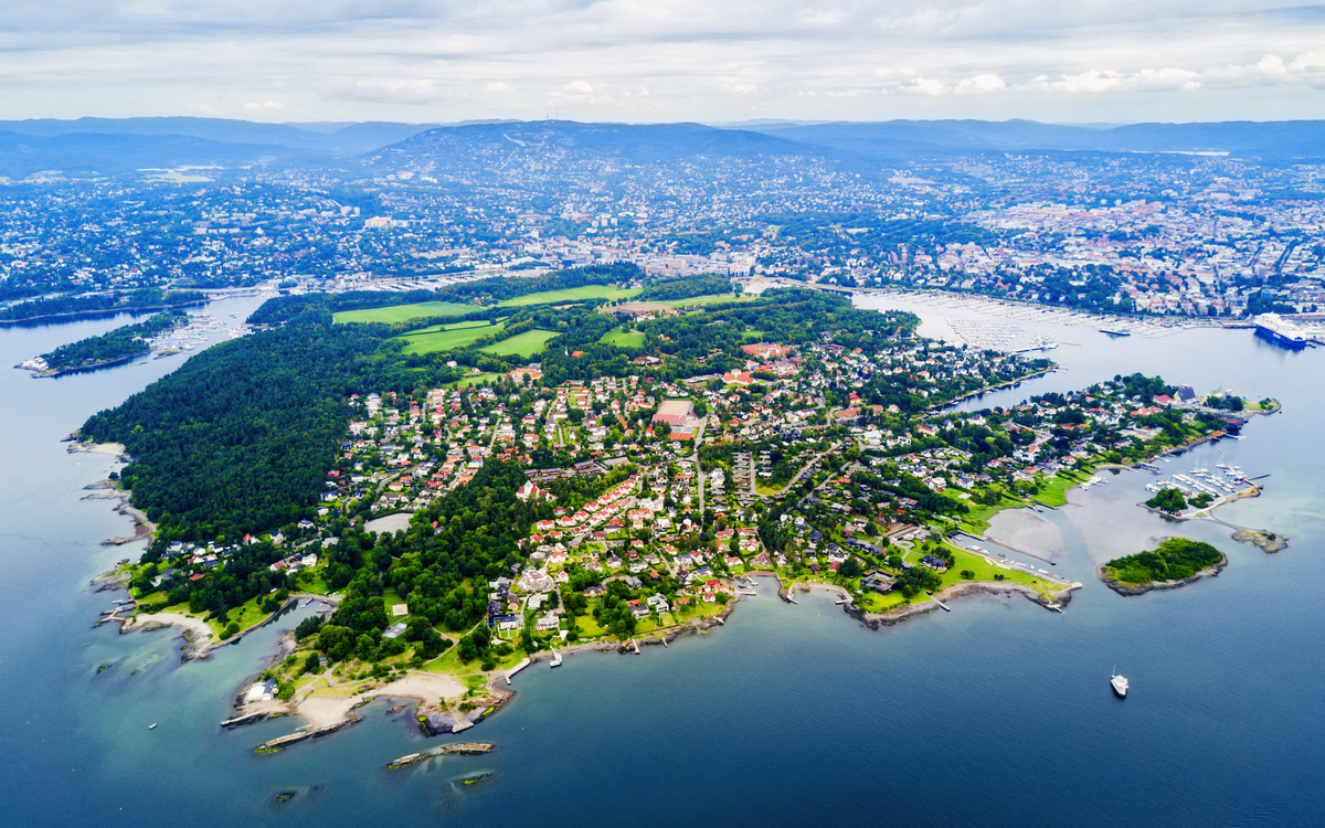 Luftbild von Bygdøy bei Oslo